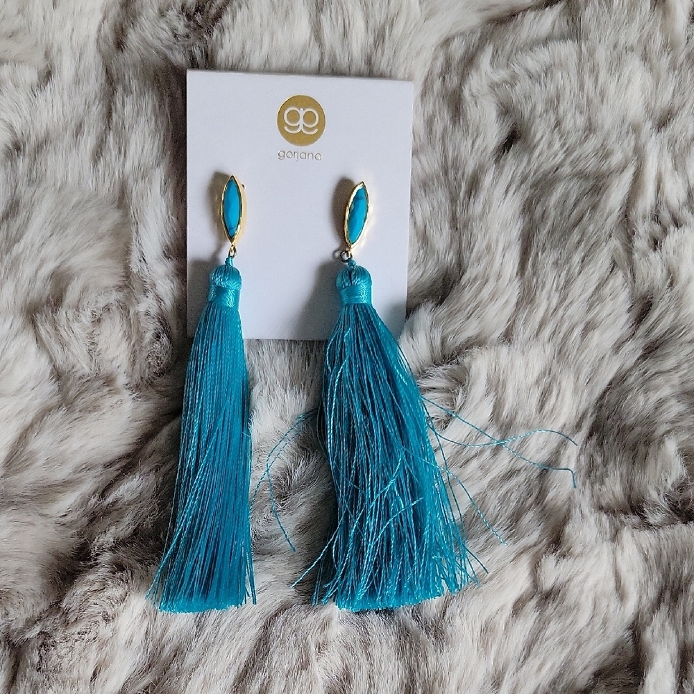 Gorjana Blue Tassel Earrings Vibrant Statement Jewelry